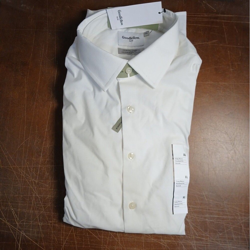 Goodfellow & Co Men's Performance Long Sleeve Button-Down Dress Shirt White XL